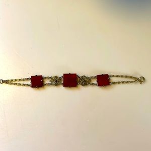 Antique carnelian and filigree bracelet. Not sure if metal is gold